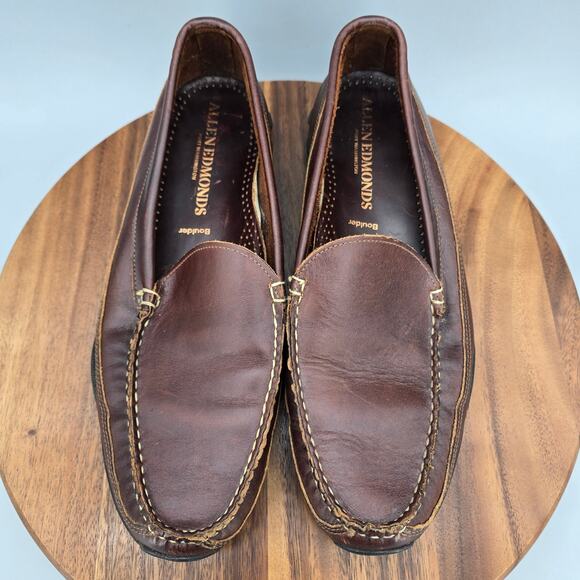 Allen Edmonds Boulder Loafers Men\'s 13 E Brown Leather Slip On Moc Driving Shoes main image 4